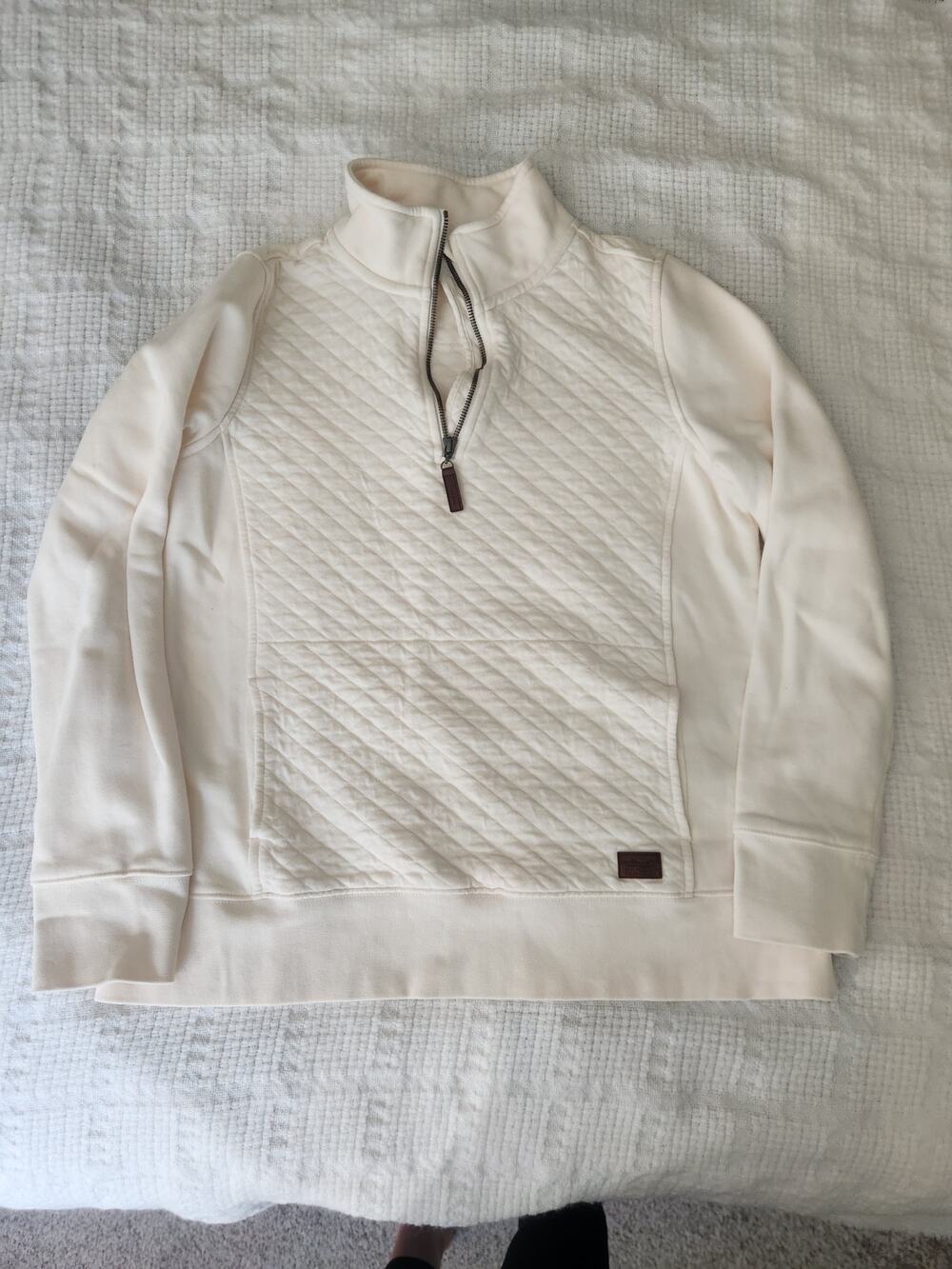 Quarter zip ll bean pullover sweatshirt cream